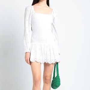 LoveShackFancy White and Green Floral Dress